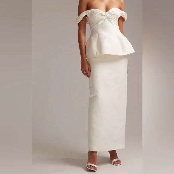 ASOS | Dresses | Asos Bride Elegant Offshoulder Cream Dress Size 4 Us |  Poshmark